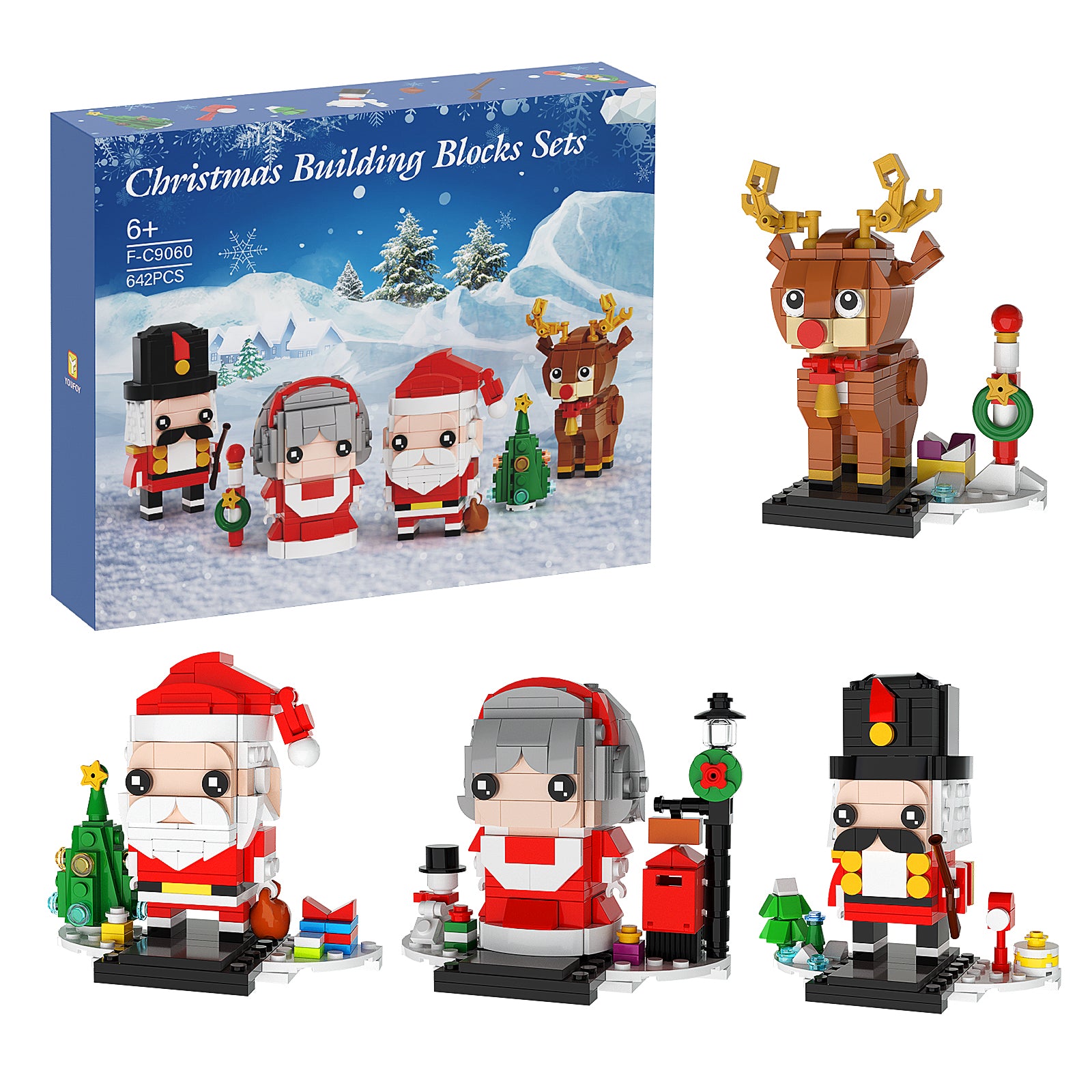 641 Pcs Christmas Building Set - Reindeer, Nutcrackers, Santa Xmas